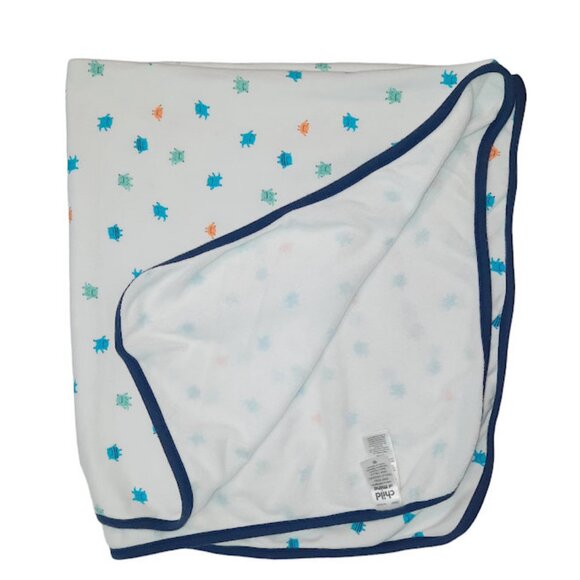Carter's Child of Mine Monsters Swaddle Receiving White & Blue Blanket 27" X 27" - Picture 2 of 5